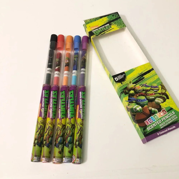 TMNT  Ninja Turtles Coloured Scented Pencils 5 Pack - Picture 8 of 16